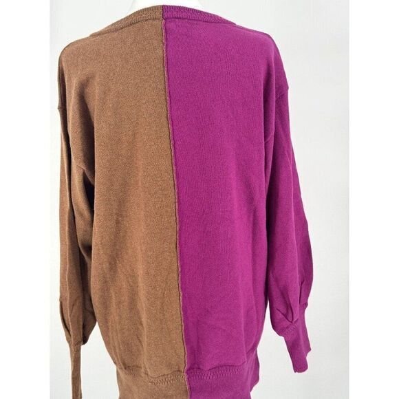 ✨ NOEN Cashmere Blend Colorblock Sweater Purple and Tan Size L  NWOT✨ - Picture 7 of 13